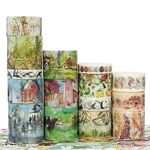 KAVI' S 17 Rolls Forest Washi Tape Set Wide Gold Foil Masking Mountain Fields Animals Decorative Tapes for Arts, DIY Crafts, Journals, Planners, Scrapbook, Wrapping