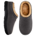 HomeTop Men's Moccasin Slippers Soft Warm Non-slip Memory Foam Indoor House Shoes with Fluffy Lining Grey, 10-11 UK