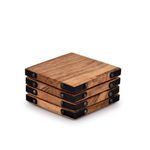 Samhita Acacia Wood Square Coasters Protection Tabletop,Countertop and Surfaces Size: 4" x 4", Set of 4