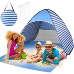 Easy Pop Up Beach Tent 2-3 Person Sun Shelter Lightweight Family Beach Shade UPF 50+ Anti UV Portable Beach Umbrella Automatic Instant Sunshade Canopy with Carry Bag for Baby Adults Family