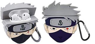 Meyaar Cute Silicone Case Cover with Keychain, 360° Protective Case Compatible with Apple Airpods 2 &1 (Kakashi Hatake)