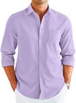 COOFANDY Men's Button Down Long Sleeve Dress Shirt Business Casual Untucked Regular Fit Fashion Button Up Shirt Purple M