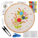 Embroiderymaterial Beginners Kit Hand Embroidery Tutorial Diy Kit With 6 Different Types of Embroidery Stitches 7 Items (Multicolor).
