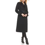 Cole Haan Women Flared Trench Slick Wool Coat, Black, 4