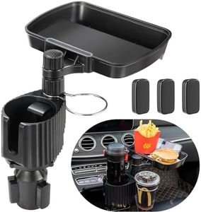 Sancaral Large Car Cup Holder Expander, 4-in-1 Cupholder Extender with Swivel Food Tray Table for Eating, Travel Essentials for Road Trips for Driver.