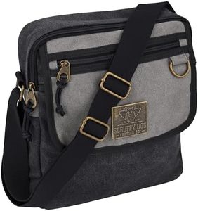 SCRUFFY DOG Canvas Messenger Bag with Adjustable Strap - Crossbody Satchel for Men and Women - Small - 11 inch, Black