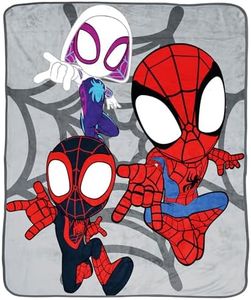 Jay Franco Manta Gruesa de niños de Forro Polar 130 x 150 cm para Cama o sofá de Spiderman y Sus Amigos