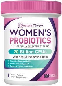 Doctor's Recipes Probiotics for Women, Organic Prebiotics and Probiotics for Digestive Health, Vaginal Health, 70 Billion CFU, 10 Strains, Shelf Stable, 30 Capsules