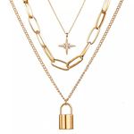 Vembley Three Layered Lock Chain Star Necklace For Girls And Women