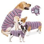 Recovery Suit for Dog, Dog Surgery Recovery Suit Purple Stripes Dog Surgical Onesie Suit Cone E-collar Alternative Dog Pajamas Ealstic Pet Anti-licking Surgery Suit for Medium, Large Puppy (L)