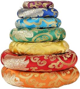 Hihealer Silk Brocade Cushion Pillow for Singing Bowl, Silk Ring Cushions Handmade in Nepal Round Cushion for Sound Bowls Meditation Accessories