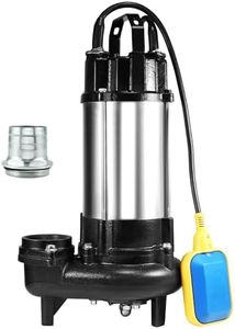 NLIEOPDA 1HP Sewage Grinder Sump Pump, Submersible Effluent Pump, 110V 6400GPH Cast Iron with Automatic Float Switch, 2'' NPT Discharge for Basement, Sump Basin, Residential Sewage