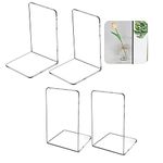 Tisovixo Acrylic Bookend,Clear Book End,Heavy Duty Book Holder,Desk Organizer,Non-Skid Book Stopper for Shelves Magazines