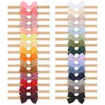 doboi 30PCS Baby Girls Headbands Hair Bows Nylon Hairbands Grosgrain Ribbon Solid Color Handmade Hair Accessories for Newborn Infant Toddlers Little Girl and Kids