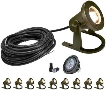 COLOER Brass Underwater Lights(Bronze) 10 Pack with LED MR16 Bulb 12V Low Voltage Fountain Light IP68 Waterproof Copper Outdoor Landscape Lighting for Swimming Pool Ponds or Outside Water as Spotlight