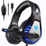 BUTFULAKE GH-1 Gaming Headset for PS4, Xbox One, Xbox One S, PC, Nintendo Switch, Mac, Laptop, Computer, 3.5mm Wired Pro Stereo Over Ear Gaming Headphones with Noise Cancelling Mic &LED Light, Black