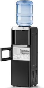 Kismile Water Cooler Dispenser with Ice Maker, Top Loading Hot and Cold Water Cooler for 5 Gallon Bottles,33Lbs /24H and Child Safety Lock Water Machine for Home and Office (Black)