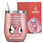 Christmas Secret Santa Gifts for Her, I Love You Penguin Presents Ideas for Her Girlfriend Wife, Cute Romantic Anniversary Birthday, Insulated Coffee Cup 350ml, Xmas Stocking Fillers