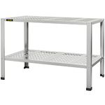 VEVOR Potting Bench, 42" L x 24" W x 32" H, Aluminum Alloy Outdoor Workstation with Rubber Feet, Multi-use Double Layers Gardening Table for Greenhouse, Patio, Porch, Backyard, Silver