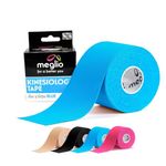 Meglio Kinesiology Tape - Uncut 5m Roll Sports Tape Strapping for Injuries, Support Muscle Tape, K Tape, Physio Tape, Trans Tape, Athletic Tape, Breathable & Waterproof | (Blue)