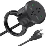 Desktop Power Grommet 3-inch Hole,40W Total Fast Charging Station, 2 PD 20W USB C Port,Flush-Mount Recessed Power Strip, 2 AC Outlets,4 USB Ports,in to The Top of Your Desk,6ft Cord