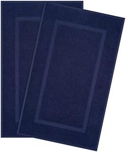Cotton Paradise 100% Cotton Bath Mats for Bathroom Floor Set of 2 Pack, 20x34 Soft Absorbent Washable Quick Dry Tub Bathmat, Navy Blue Towel Bath Mat
