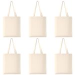 Morcheiong 6 Pack Cotton Tote Bag Blank Canvas Bag Reusable Grocery Shopping Bags, Suitable for DIY Craft, Grocery, Shopping, Drawing, Promotion, Gift, Advertising, Giveaway, Activity