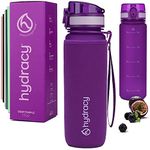 Hydracy Water Bottle with Time Marker - 500 ml 17 Oz BPA Free Water Bottle - Leak Proof & No Sweat Gym Bottle with Fruit Infuser Strainer - Ideal for Fitness or Sports & Outdoors