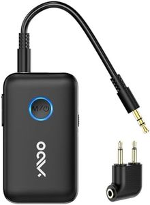 YMOO Bluetooth 5.3 Transmitter Receiver for TV/Plane to Headphones, Wireless Audio Adapter 3.5mm Jack, Dual Connection Splitter Adaptor aptX Low Latency, Long Range for Earphones Flight Airplane PC