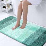 OLANLY Bathroom Rug Mat 44x24, Extra Soft and Absorbent Microfiber Bath Rugs, Non-Slip Plush Shaggy Bath Carpet, Machine Wash Dry, Bath Mats for Bathroom Floor, Tub and Shower, Blackish Green