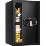 3.4 Cub Large Fire Safes for Home, Security Safe Box Fireproof Waterproof with Digital Keypad, Key Lock and Removable Shelf, Anti-Theft Fireproof Safe for Document Money Medicine Valuables
