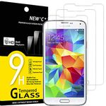 NEW'C 3 Pack Designed for Samsung Galaxy S5 Screen Protector Tempered Glass,Case Friendly Scratch-proof, Bubble Free, Ultra Resistant