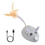 DONGKER Interactive Cat Mouse Toy, Electric Moving Cat Toy USB Rechargeable Smart Sensing Mouse Cat Toys with Feather Tail for Indoor Cats Kittens