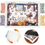 Playboda 1000 Pieces Rotating Puzzle Board with Drawers and Cover, 30"x22" Portable Spinning Jigsaw Puzzle Table for Adults, Upgraded Lazy Susan