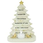 Special Daughter Christmas Tree & Robin Memorial Tealight Candle Ornament Plaque With Verse