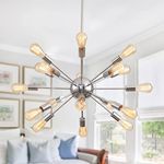 Parrot Uncle Ceiling Lights Sputnik Pendant Light Fixture for Dining Room Living Room, 18-Light, 28 Inch, Chrome