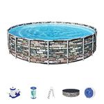 Bestway Above Ground Portable Swimming Pool 20 x 4.3 Ft |Large Capacity Pool for Backyard Enjoyment,Includes Filter Pump, Flowclear Filter Cartridge (Type IV), Pool Ladder and Pool Cover.