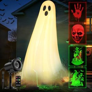 12 in 1 Halloween Projector Lights Outdoor, 3D Dynamic Ghost/Skeleton/Bat/Scarecrow/Pumpkin/Witch Cauldron HD Patterns Halloween Decor,Night Lights for Party Home Window Wall Holiday Decor