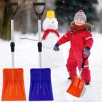 2 Pack Kids Snow Shovel, Adjustable Snow Shovels 27.5-35.5 inch with Non-Slip Handle, Durable Portable Shovel for Snow Driveway Vehicle Road Beach (Red & Blue)