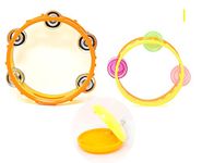 Zest 4 Toyz 3 in 1 Baby Musical Dafli Rattles Toy Set, 6 Inch Handheld Tambourine Hand Bell Percussion Musical Toy for Babies - 2 Pcs Tambourine & 1 Pc Castanet