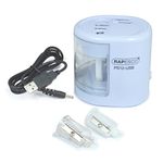 Rapesco 1447 PS12-USB Automatic/Electric Pencil Sharpener with USB or Battery (not Included) Charging, Power Blue