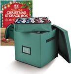 Holiday Cheer Premium Christmas Ornament Storage with 4 Tray – Christmas Storage Container with Dividers Perfect for Holiday Decorations - Fits 64 Holiday Ornaments - Tear-Proof Fabric (Green)