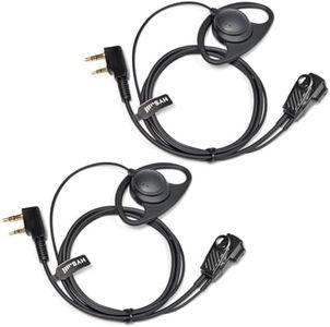 HYS Lot de 2 oreillettes en forme de D PTT avec anneau en D compatible avec talkie-walkie Baofeng UV-5R BF-888S BF-F8HP Kenwood Wuxun