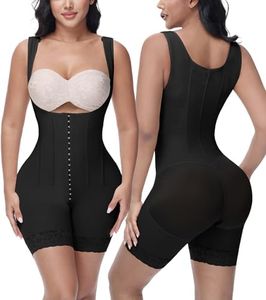 SHAPSHE Fajas Colombianas Moldeadoras Tummy Control Shapewear for Women Tummy Tuck Compression Garment with Steel Bones, Black, X-Small