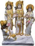 Rama Collections Marble Ram Darbar with Sita Laxman Hanuman Statue Murti Idol for Pooja Room -12 in Height|Ram Rama Mandir for Home Décor -White Gold