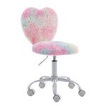 Wahson Children Study Desk Chair in Faux Fur Kids Swivel Chair Height Adjustable, Computer Chair for Girls Bedroom (Colorful)