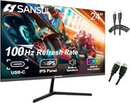 SANSUI Monitor 24 inch 100Hz IPS USB Type-C 1080P Computer Monitor Built-in Speakers HDMI DP HDR Game RTS/FPS Tilt Adjustable for Working and Gaming (ES-24X3 Type-C Cable & HDMI Cable Included)