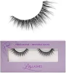 Lilly Lashes Sheer Band, False Eyelashes w/Invisible Band Lashes, False Lashes Natural Look, Wispy Lashes Style, Clear Band Lashes, Reusable Eyelashes 20x, Lash Glue not Included, 13.5mm (Persuasive)