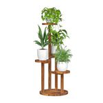 Bamworld Plant Stand Indoor Corner Wood Plant Shelf for Multiple Plants Small Tiered Round Flower Stand for Patio Garden Balcony Living Room Bedroom (4 Tier )