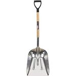 Scoop Shovel, Wood, Aluminum Blade, D-Grip Handle, 24-1/2" Length